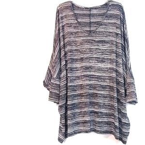 3X Lands' End Striped Knit Dolman Wedge Top